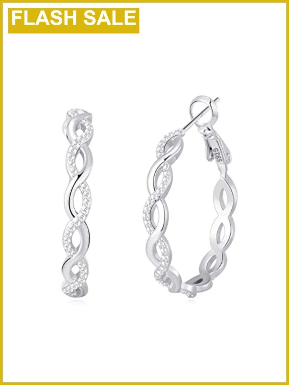 S925 Sterling Silver Twisted Hoop Earrings Hypoallergenic 30mm